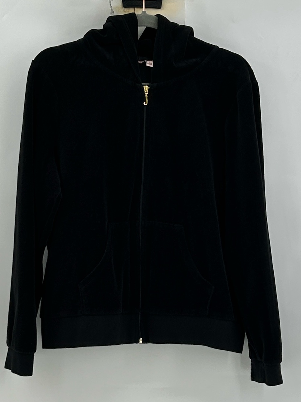 Juicy Couture Velour Zip-up Hoodie Black Gold Hardware Size Large